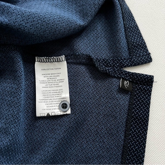Robert Barakett Creston Micropattern Jacquard Polo Sz. XL Navy Blue Short Sleeve - Picture 11 of 12